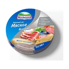 Сыр плавленый "Хохланд" Мясное ассорти 50% (круг) 140г/10шт Россия