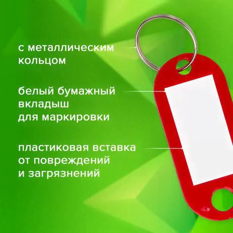 Бирки для ключей КОМПЛЕКТ 50 ШТ., длина 50 мм, инфо-окно 30х15 мм, АССОРТИ, STAFF, 237489-3