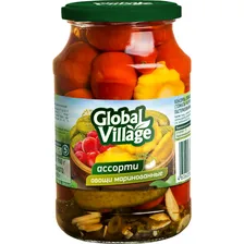 Ассорти Global Village маринованное патиссоны, черри, огурцы