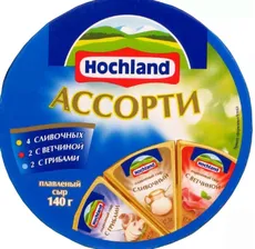 Плавленный сыр Хохланд ассорти синее коробка 140 г