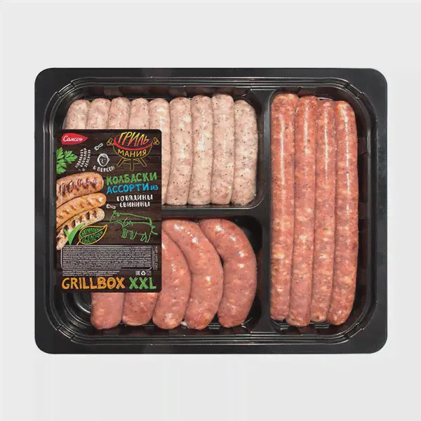 🛍 Ассорти из колбасок Grillbox Самсон из говядины и свинины, охлажденные, 1,2 кг-0