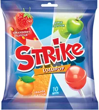«Strike», карамель на палочке ассорти, 113 г