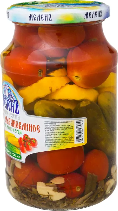 Ассорти Меленъ Кабачки черри огурцы 900г