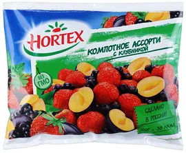 Ассорти компотное Hortex с клубникой, быстрозамороженное, 300 г