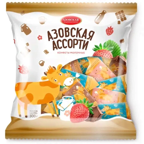 Конфеты Молочные 3 вкуса 2 кг/Азовская Ассорти Клубника Шоколад Молочная / Конфеты помадные
