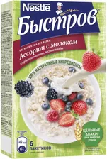 Каша овсяная "Быстров" Ассорти (Клубника,Малина,Лесные ягоды) 40г.х6шт.