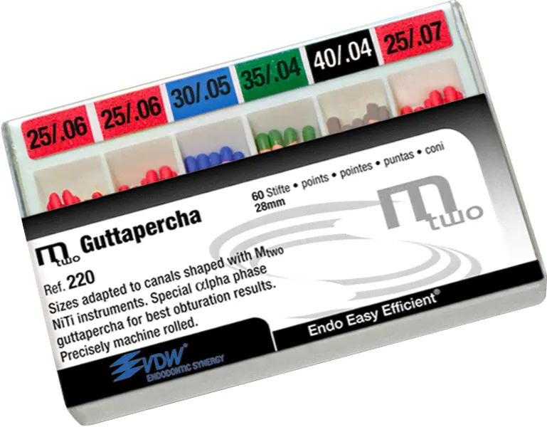 ГУТТАПЕРЧИ MTWO АССОРТИ 2*25/06,1*30/05,1*35/04,1*40/04,1*25/07 (60ШТ), VDW-0