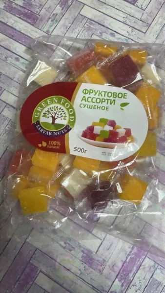 Фруктовое ассорти сушеное, 500г (кубики, упаковка)