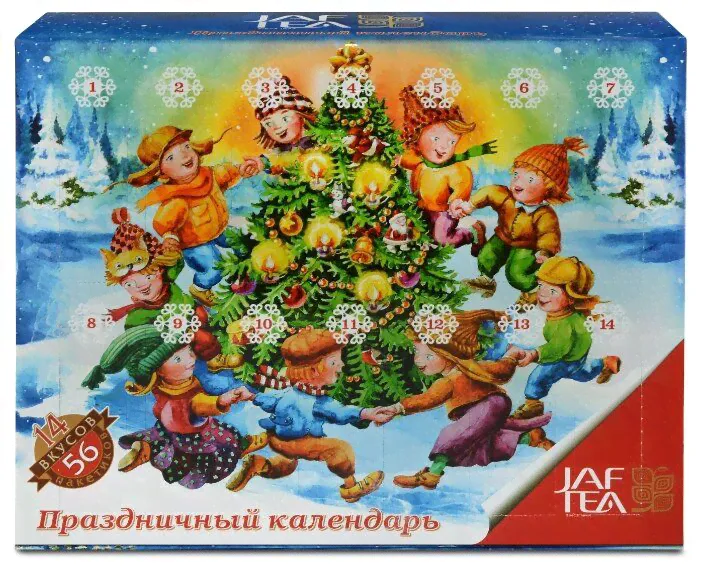 Чай Jaf Tea Праздничный календарь ассорти в пакетиках подарочный набор , 56 шт.-1