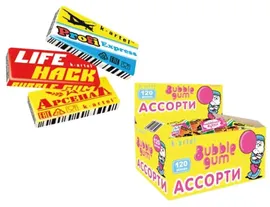 Резинка жевательная недражированная "Ассорти" 120шт*10блоков.