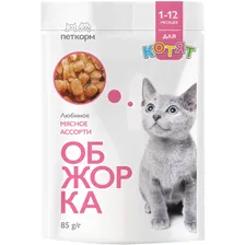 Корм для котят Обжорка Любимое мясное ассорти 85 г
