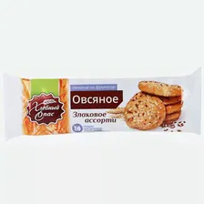 Печенье Хлебный Спас овсяное злаковое ассорти на фруктозе, 250г Россия