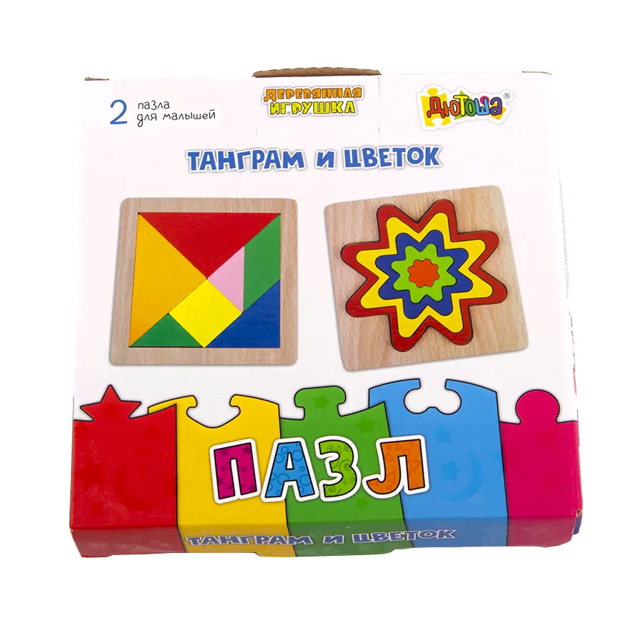 Набор из 2-х Пазлов. Ассорти 7 (танграм и цветок)-0