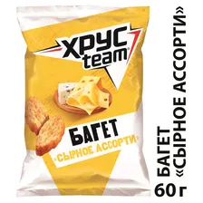 Сухарики Хрустим багет сырное ассорти 60 г, 395817