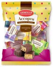 Конфеты АЗОВ Ассорти козинак и халва глазированные 350г (1х12шт) (#8) Россия (шк 2845)