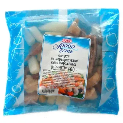 Ассорти из морепродуктов сыро-мороженых 400г VICI-0