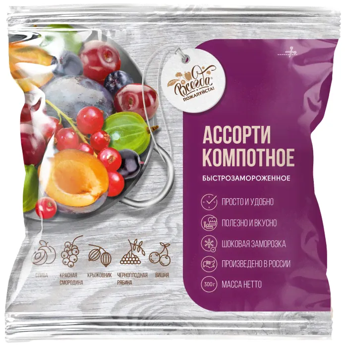 Смесь фруктовая Всегда пожалуйста Ассорти компотное быстрозамороженная 300г