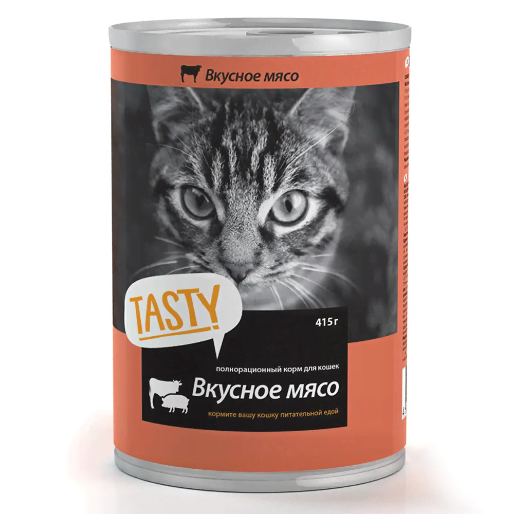 Tasty корм мясное ассорти в соусе для кошек, банка, 415 г-0