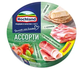 Плавленный сыр Хохланд ассорти зелёное коробка 140 г