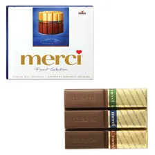 Конфеты шоколадные MERCI (Мерси), ассорти из молочного шоколада, 250 г, картонная коробка, 015416-00