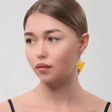 Серьги ассорти «Вкусняшки» кусочек пиццы, цветные в серебре